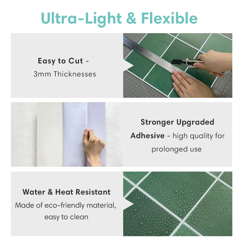 10PCS PVC Square Peel & Stick Wall Panels