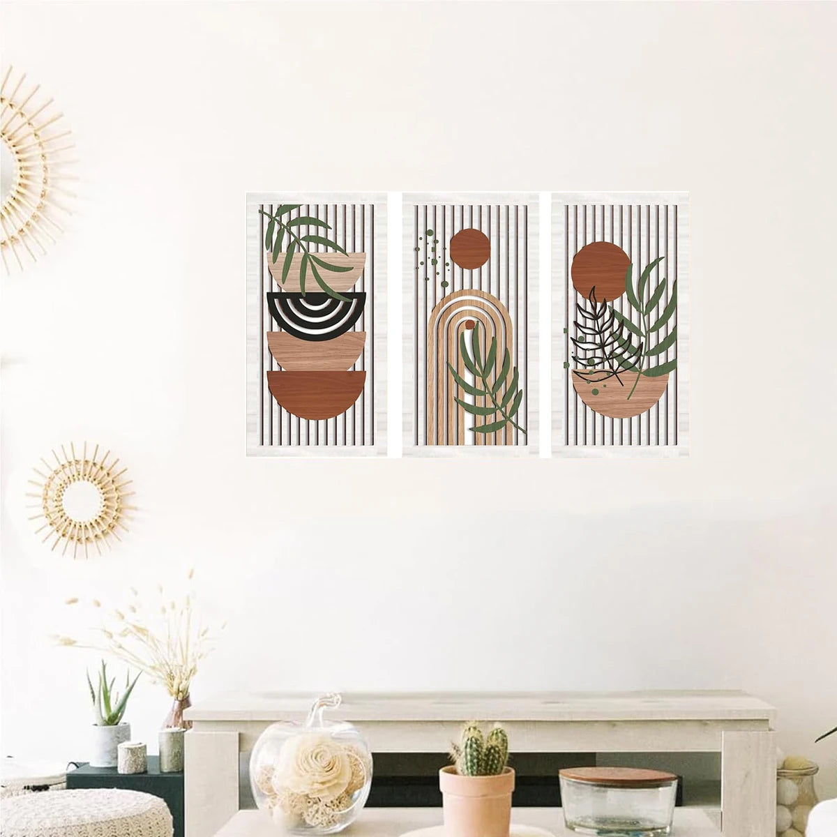 3Pcs Bohemian Wooden Wall Art