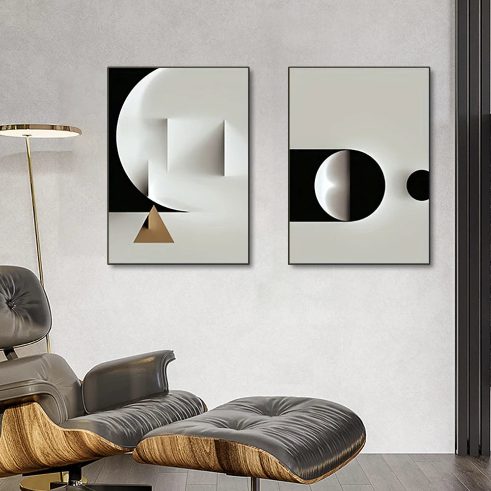 Black & White Geometric Abstract Canvas Poster