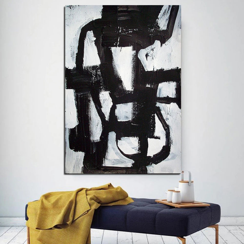 Modern Black & White Plant Canvas Poster