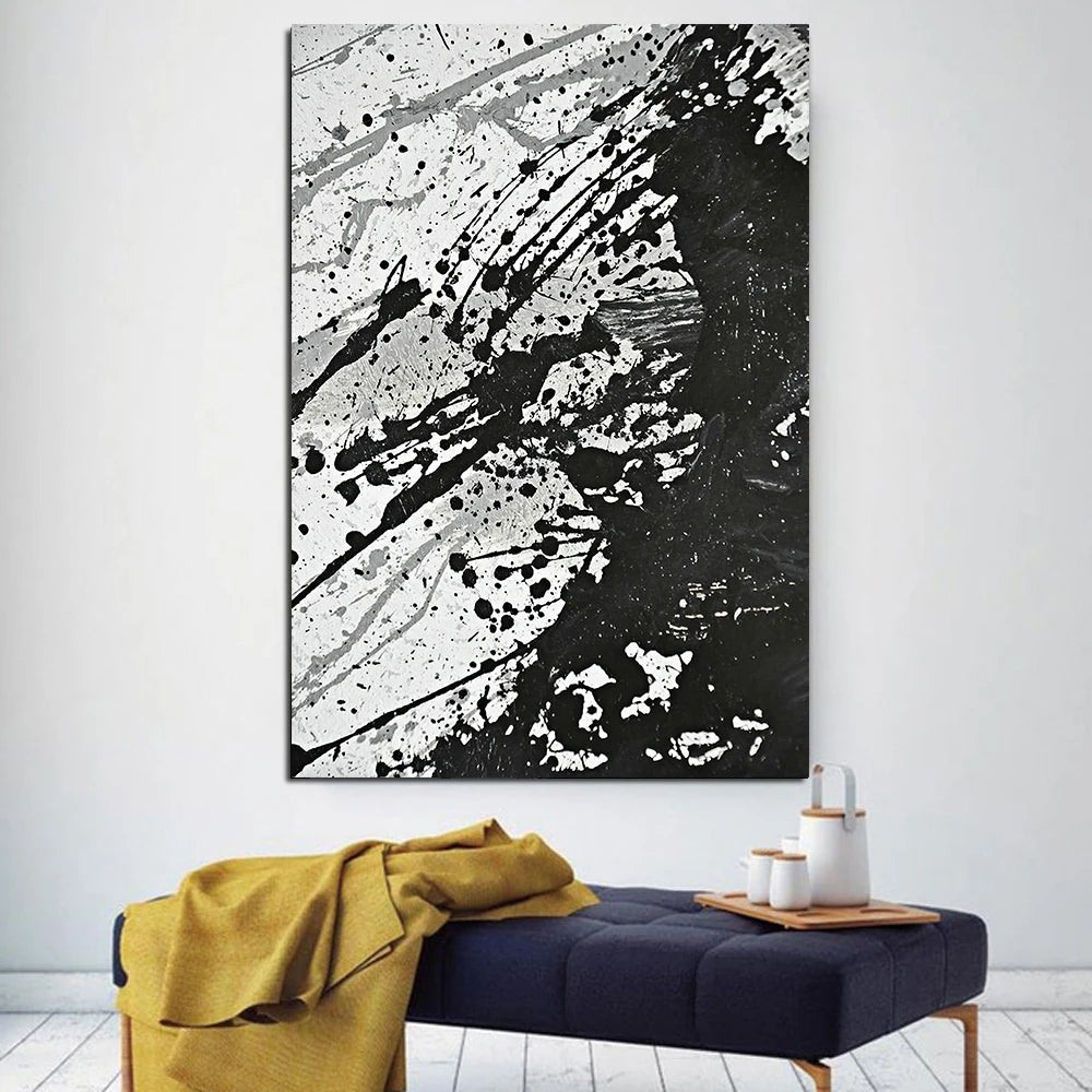 Modern Black & White Plant Canvas Poster
