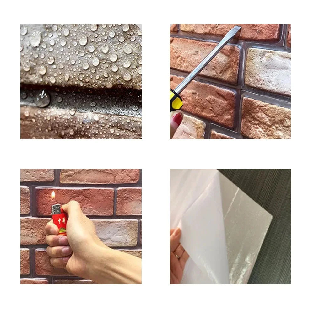 5/10-Pack 3D Brick Wall Panels