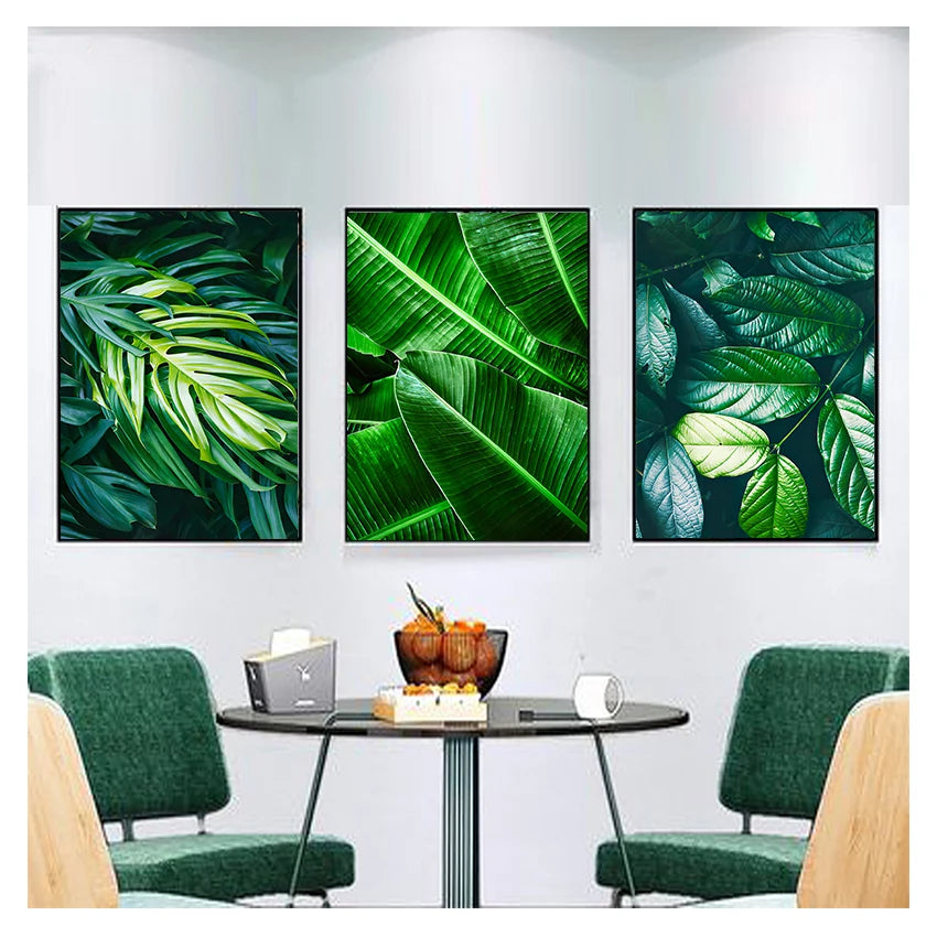 Green Monstera Palm Leaf Canvas Print