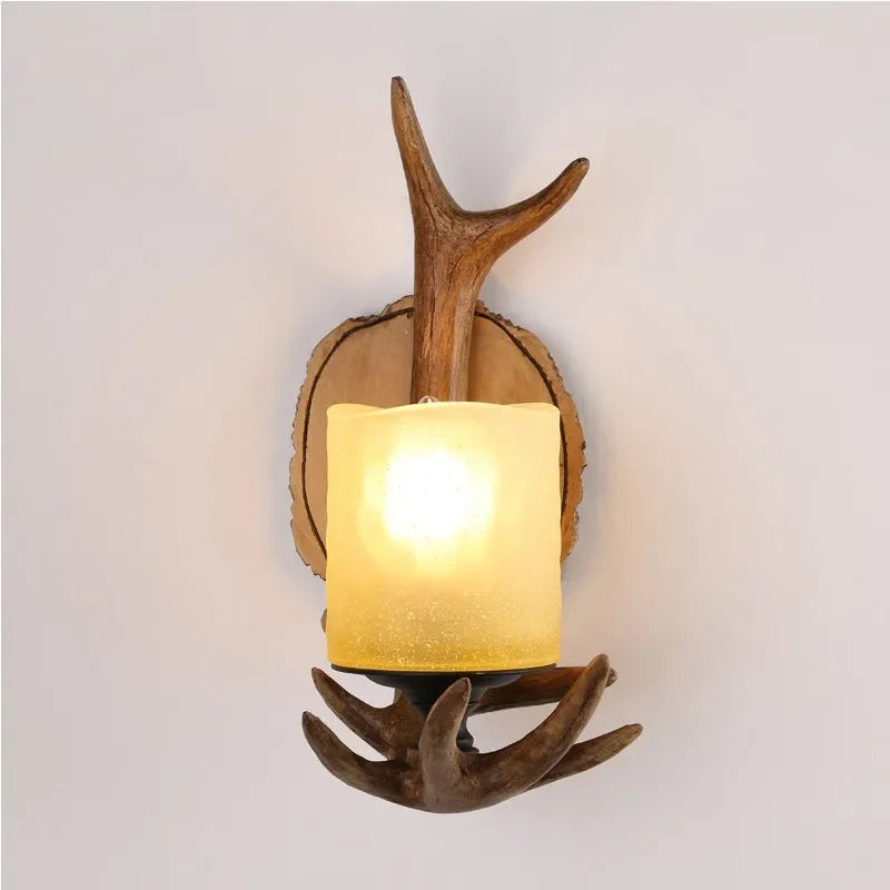 American Retro Deer Horn LED Wall Lamp