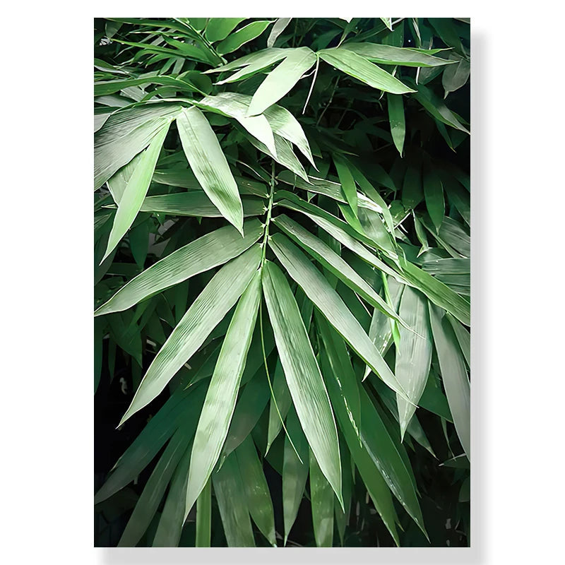Green Forest Deer Waterfall Canvas Poster