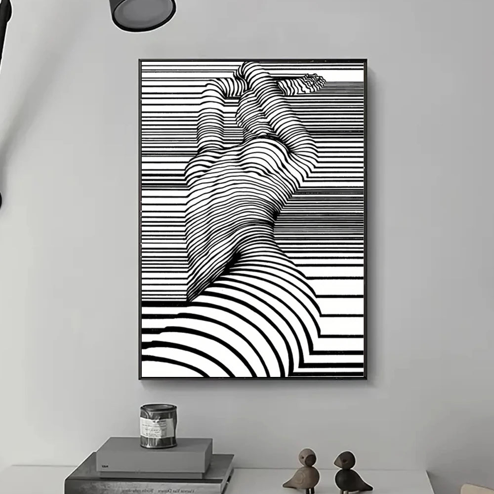 Black & White Nude Woman Canvas Poster