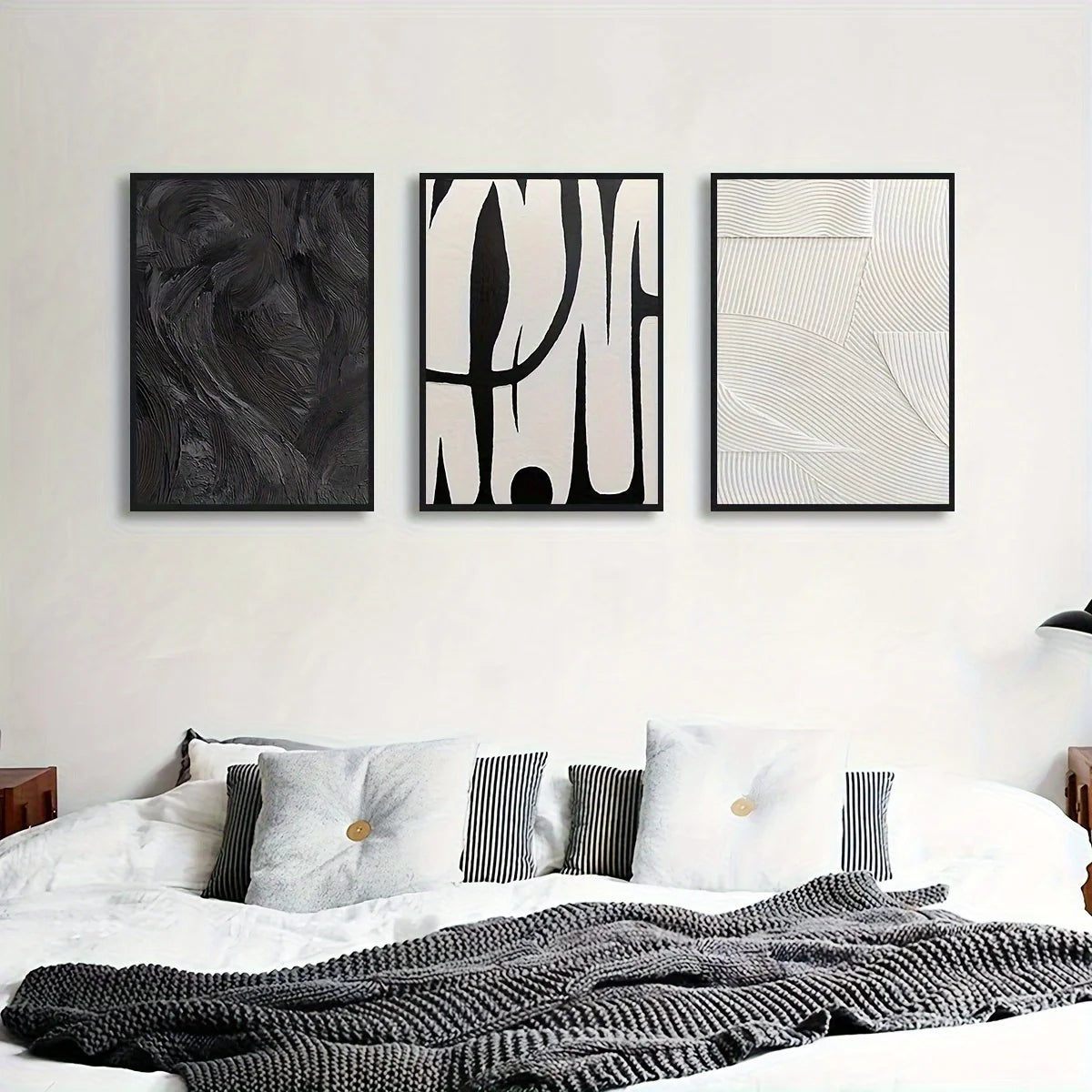 3PCS Black White Abstract Canvas Set
