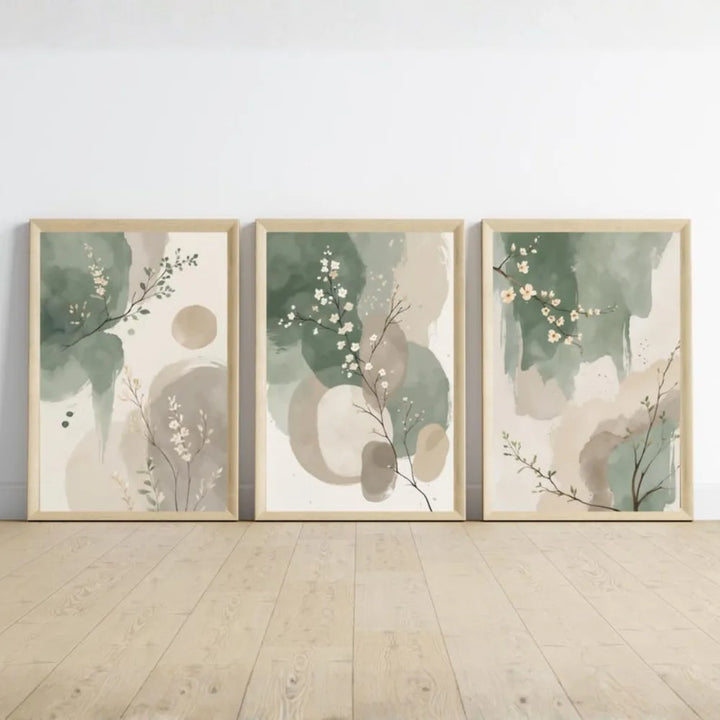 3Pcs Japanese Plant Wall Art Set