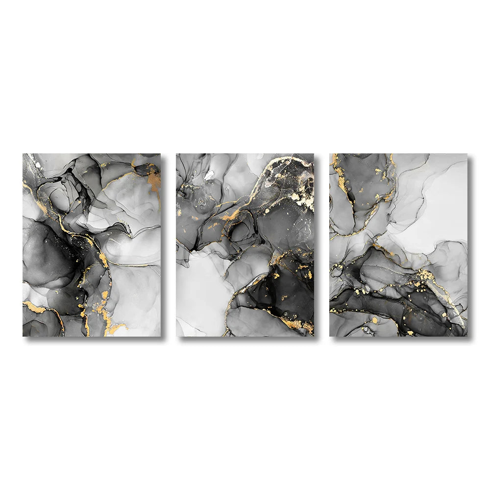 Black & White Gold Marble Canvas Art