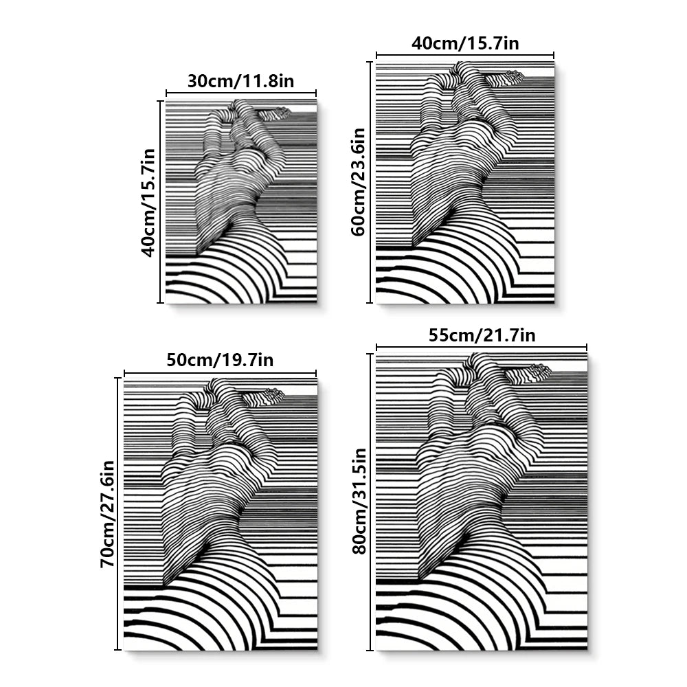 Black & White Nude Woman Canvas Poster