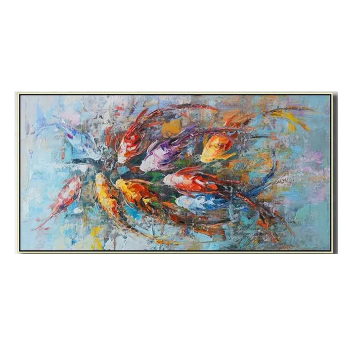 Large Colorful Koi Fish Canvas Painting