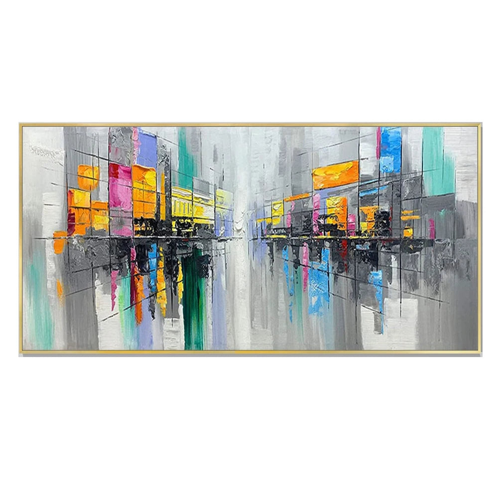 Abstract Cityscape Oil Painting Canvas