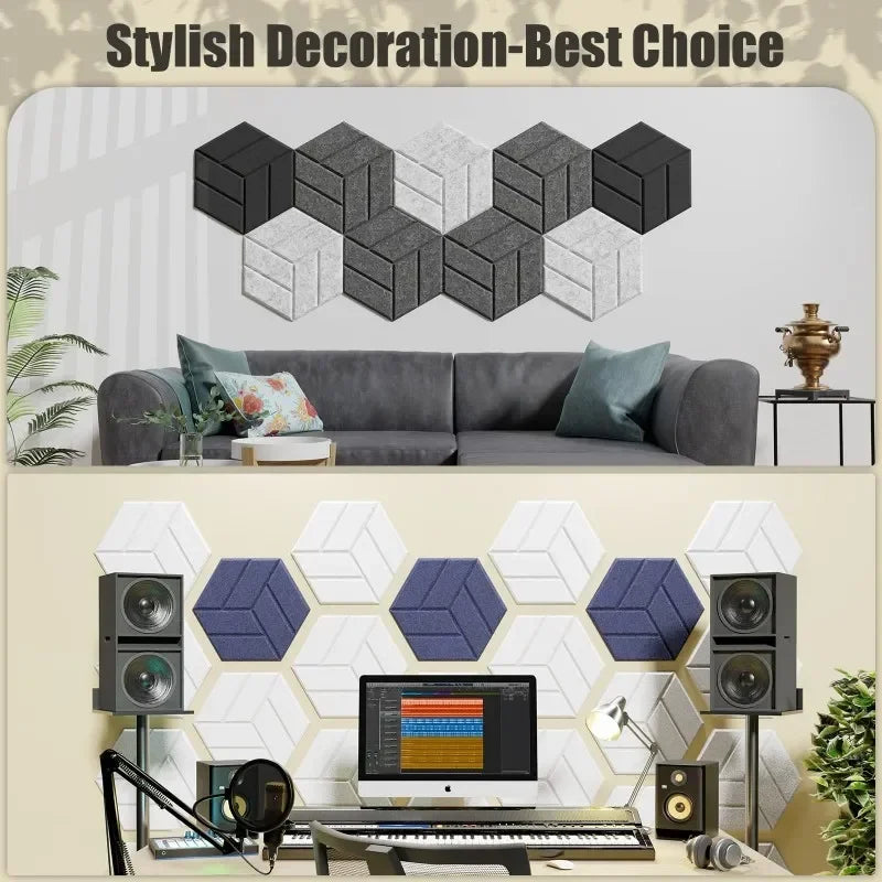 12-Pack White Hexagon Acoustic Panels