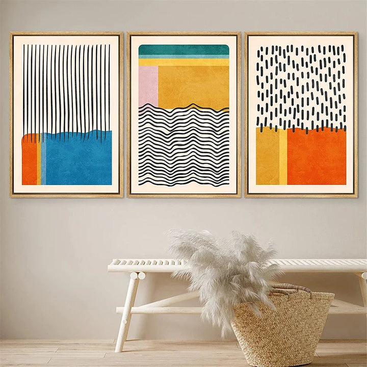 Color Block Abstract Canvas Art Set