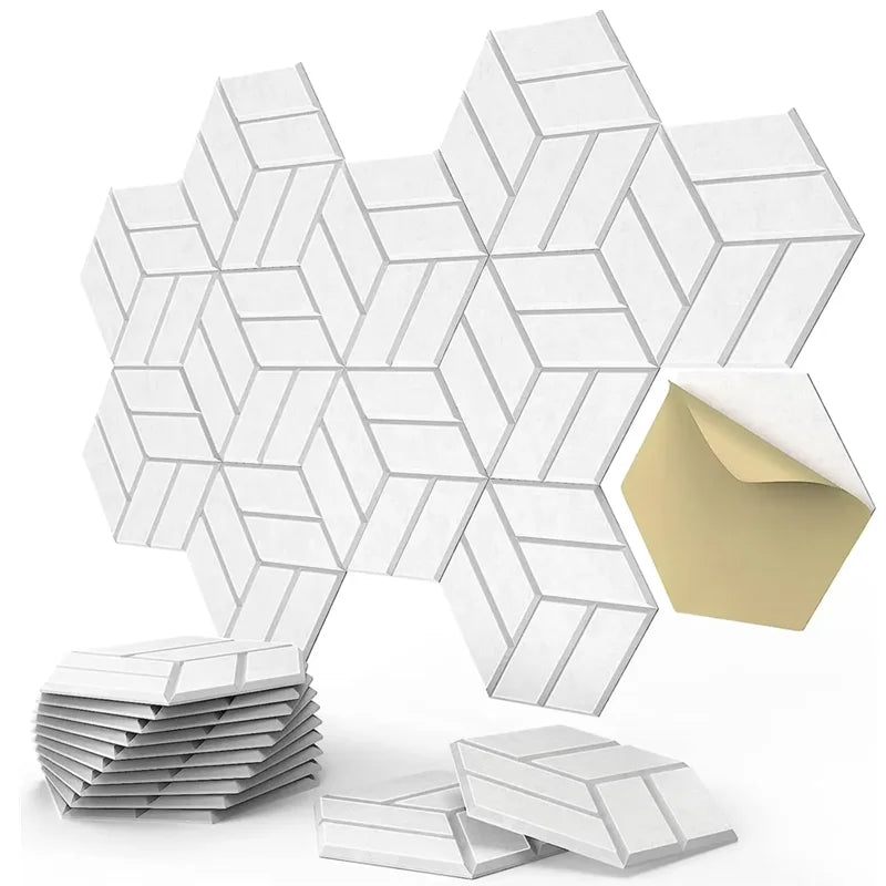 12-Pack White Hexagon Acoustic Panels