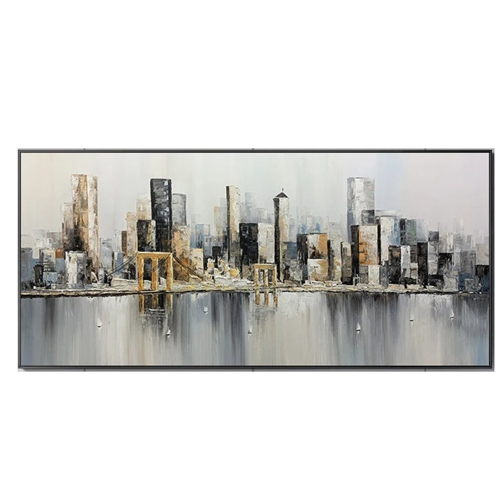 Abstract Cityscape Oil Painting Canvas