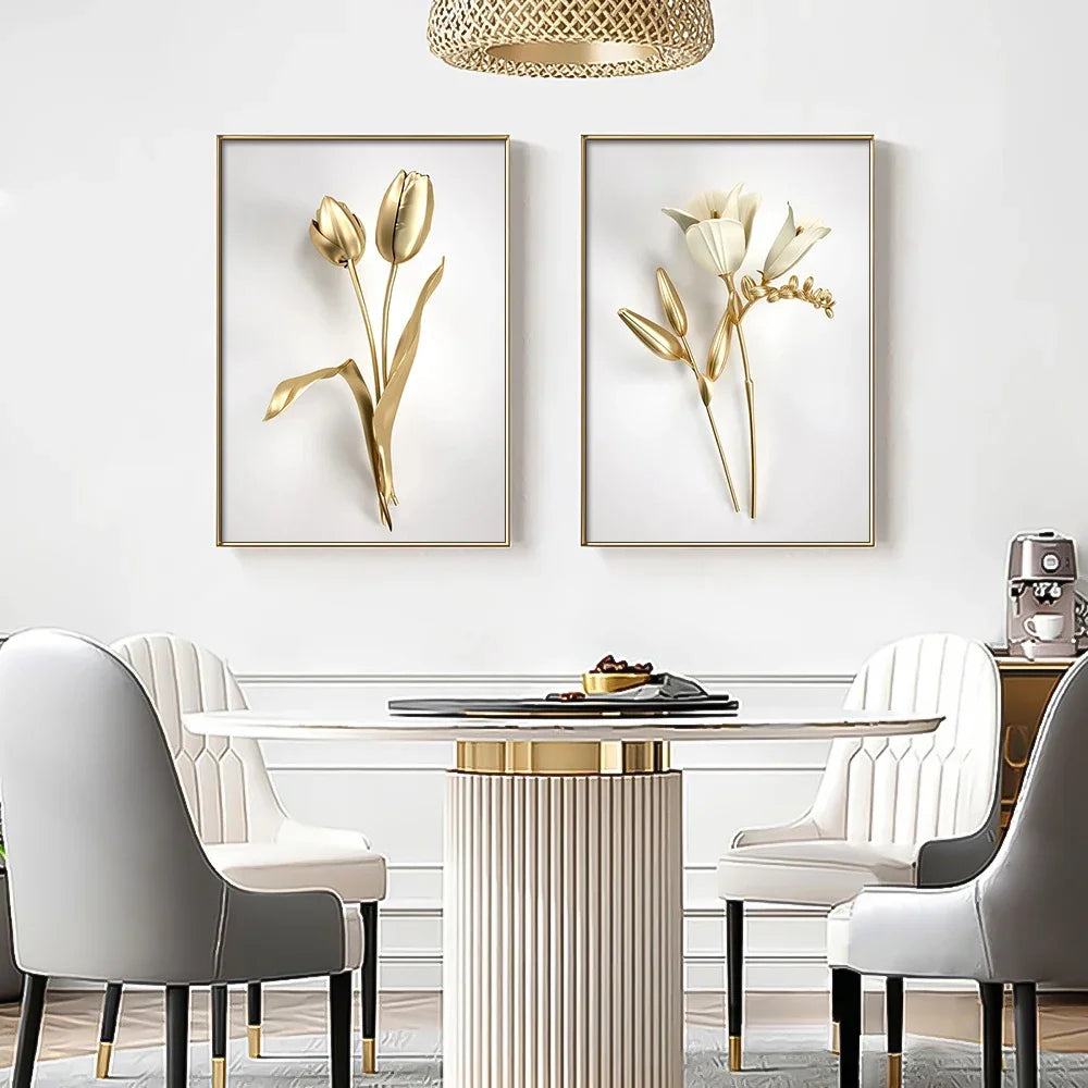 Scandinavian Gold Botanical Wall Art