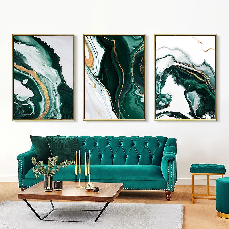 Modern Green Gold Abstract Canvas Art