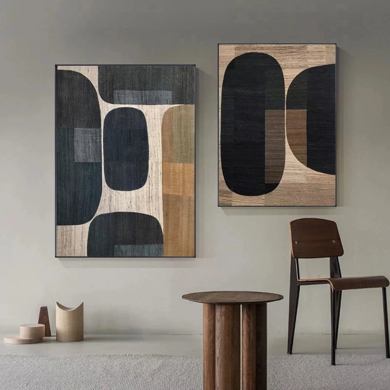 Retro Black Geometry Canvas Wall Art