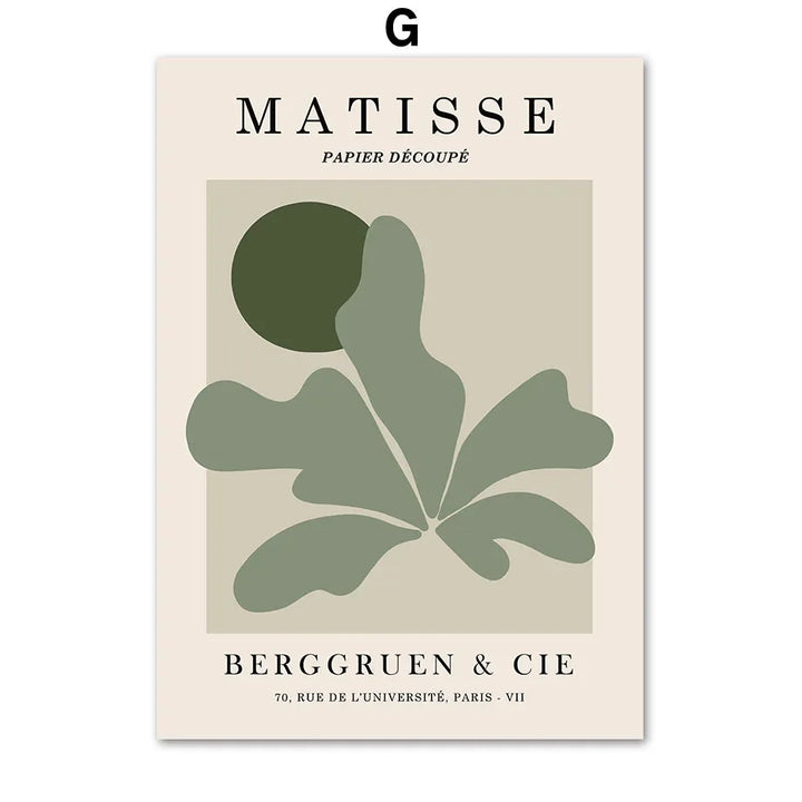 Matisse Green Leaf Coral Canvas Print