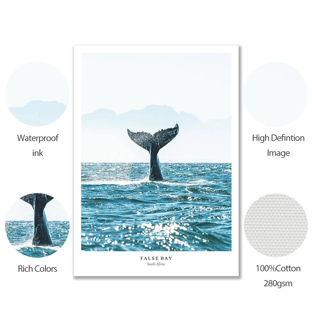 Blue Whale Tail Minimal Canvas Poster