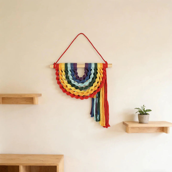 Handmade Macrame Rainbow Wall Hanging