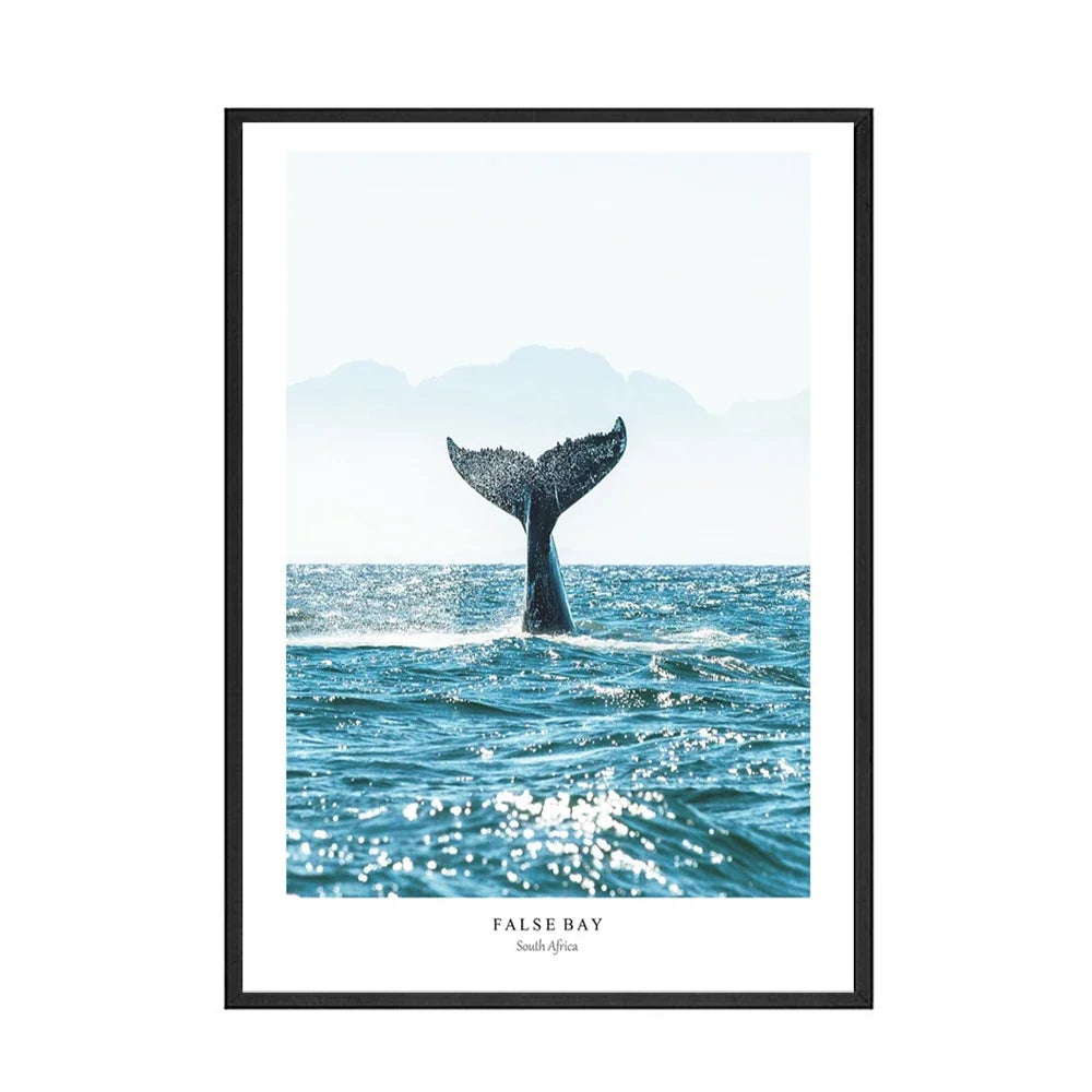Blue Whale Tail Minimal Canvas Poster
