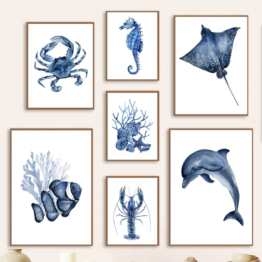 Ocean Animals Kids Canvas Poster
